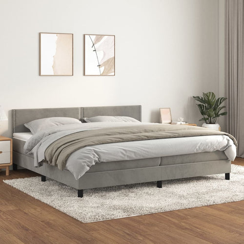 Letto Matrimoniale (con Materasso) Grigio Chiaro 200x200cm Velluto