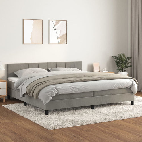 Letto Matrimoniale (con Materasso) Grigio Chiaro 200x200cm Velluto