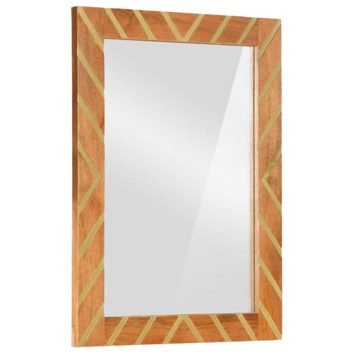 Specchio Marrone e Beige 50x70x3 cm in Massello di Mango