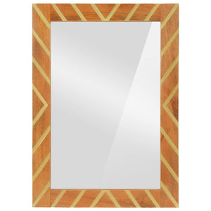 Specchio Marrone e Beige 50x70x3 cm in Massello di Mango