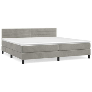 Letto Matrimoniale (con Materasso) Grigio Chiaro 200x200cm Velluto