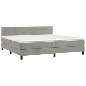 Letto Matrimoniale (con Materasso) Grigio Chiaro 200x200cm Velluto