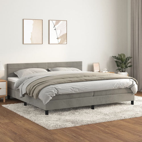 Letto Matrimoniale (con Materasso) Grigio Chiaro 200x200cm Velluto