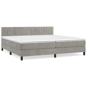 Letto Matrimoniale (con Materasso) Grigio Chiaro 200x200cm Velluto