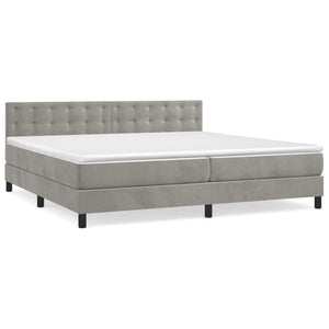Letto Matrimoniale (con Materasso) Grigio Chiaro 200x200cm Velluto