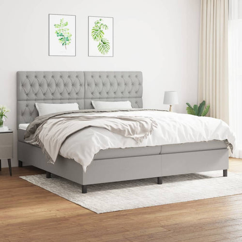 Letto Matrimoniale (con Materasso) Grigio Chiaro 200x200cm Tessuto
