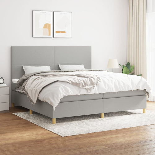 Letto Matrimoniale (con Materasso) Grigio Chiaro 200x200cm Tessuto