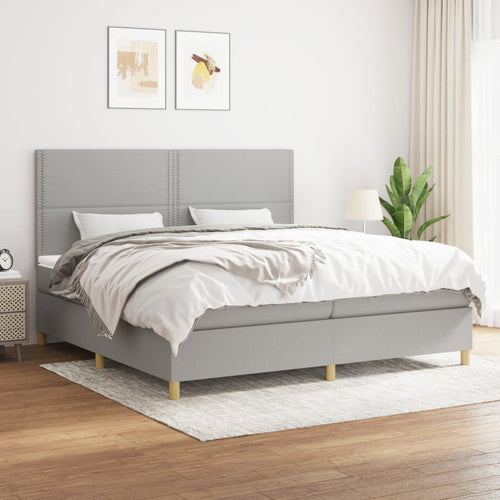 Letto Matrimoniale (con Materasso) Grigio Chiaro 200x200cm Tessuto
