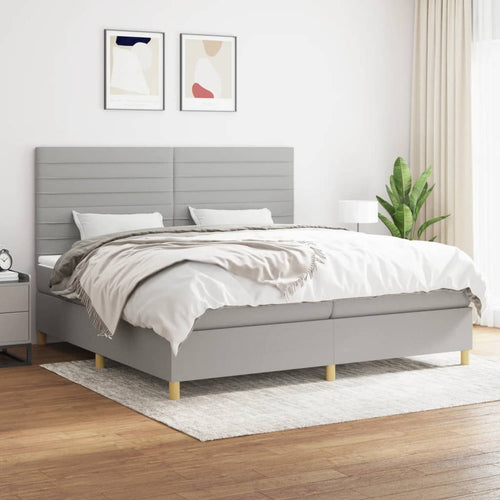 Letto Matrimoniale (con Materasso) Grigio Chiaro 200x200cm Tessuto