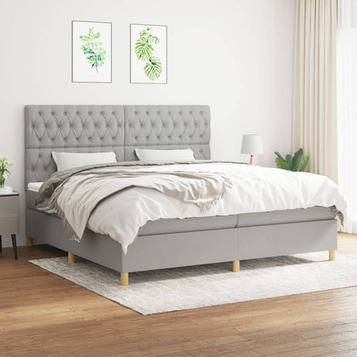 Letto Matrimoniale (con Materasso) Grigio Chiaro 200x200cm Tessuto