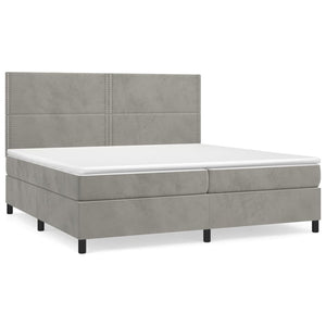 Letto Matrimoniale (con Materasso) Grigio Chiaro 200x200cm Velluto