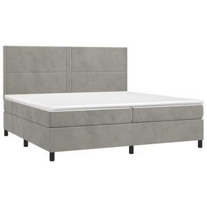 Letto Matrimoniale (con Materasso) Grigio Chiaro 200x200cm Velluto