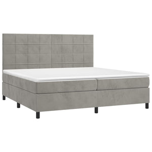 Letto Matrimoniale (con Materasso) Grigio Chiaro 200x200cm Velluto