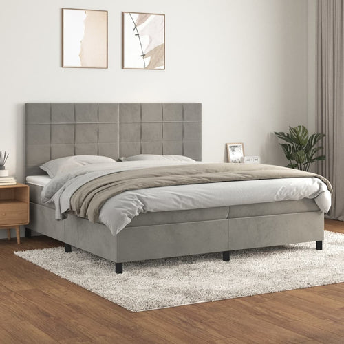 Letto Matrimoniale (con Materasso) Grigio Chiaro 200x200cm Velluto
