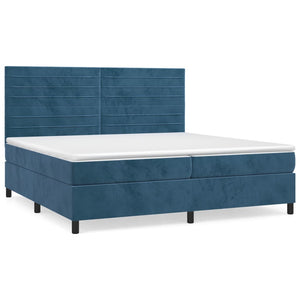 Letto Matrimoniale (con Materasso) Blu Scuro 200x200 cm in Velluto