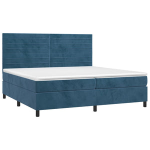 Letto Matrimoniale (con Materasso) Blu Scuro 200x200 cm in Velluto