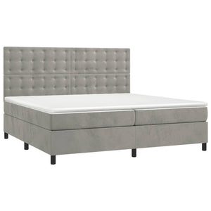 Letto Matrimoniale (con Materasso) Grigio Chiaro 200x200cm Velluto