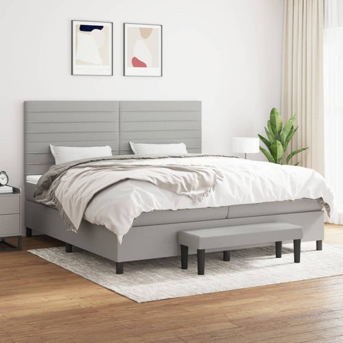 Letto Matrimoniale (con Materasso) Grigio Chiaro 200x200cm Tessuto