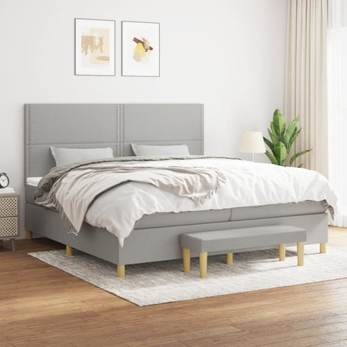 Letto Matrimoniale (con Materasso) Grigio Chiaro 200x200cm Tessuto