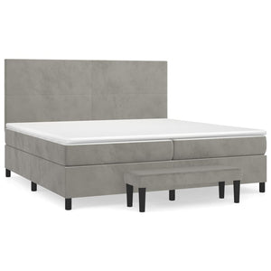 Letto Matrimoniale (con Materasso) Grigio Chiaro 200x200cm Velluto