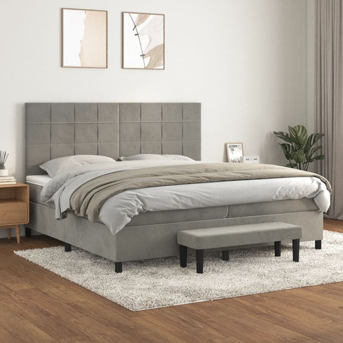 Letto Matrimoniale (con Materasso) Grigio Chiaro 200x200cm Velluto