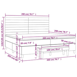 Letto Matrimoniale (con Materasso) Grigio Chiaro 200x200cm Velluto