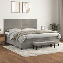 Load image into Gallery viewer, Letto Matrimoniale (con Materasso) Grigio Chiaro 200x200cm Velluto