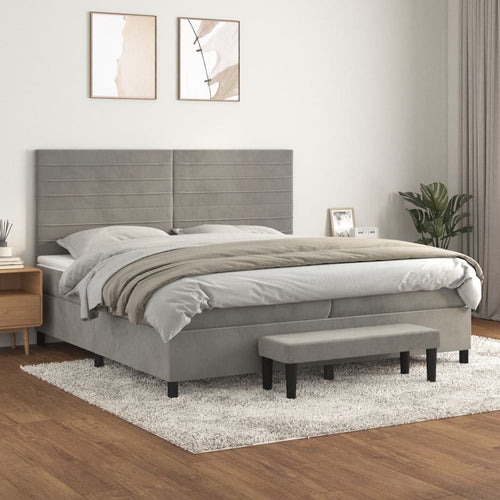 Letto Matrimoniale (con Materasso) Grigio Chiaro 200x200cm Velluto