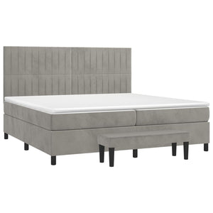 Letto Matrimoniale (con Materasso) Grigio Chiaro 200x200cm Velluto