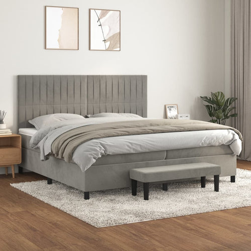 Letto Matrimoniale (con Materasso) Grigio Chiaro 200x200cm Velluto