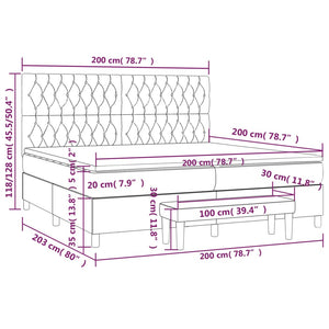 Letto Matrimoniale (con Materasso) Grigio Chiaro 200x200cm Velluto