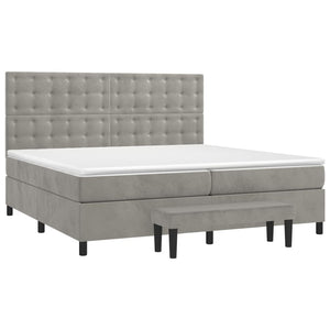 Letto Matrimoniale (con Materasso) Grigio Chiaro 200x200cm Velluto