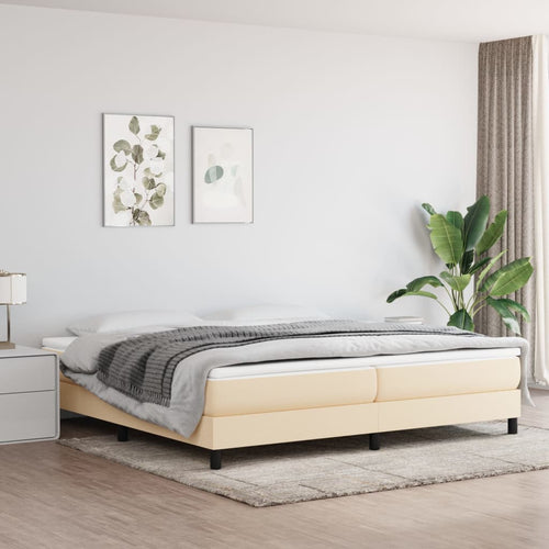 Letto Matrimoniale (con Materasso) Crema 200x200 cm in Tessuto