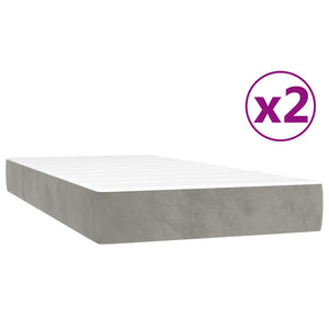 Letto Matrimoniale (con Materasso) Grigio Chiaro 200x200cm Velluto