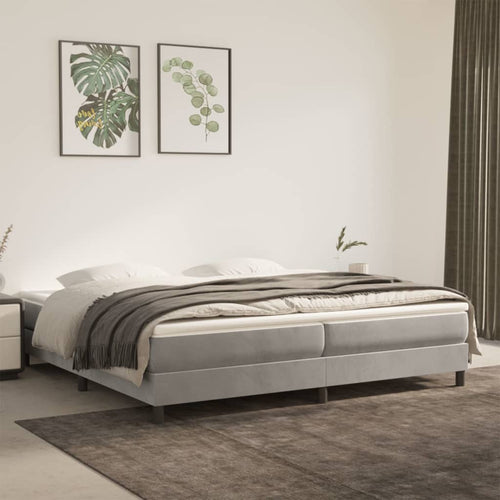 Letto Matrimoniale (con Materasso) Grigio Chiaro 200x200cm Velluto