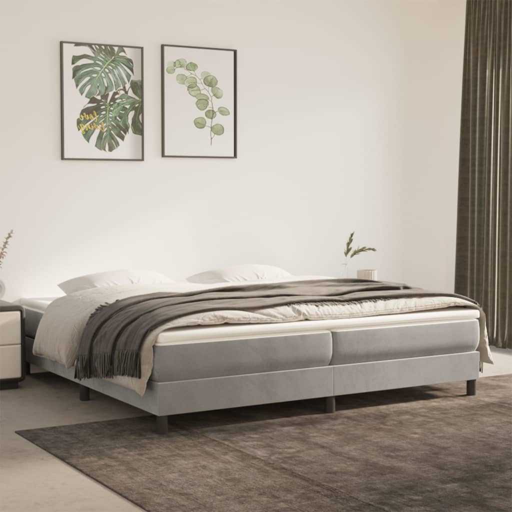 Letto Matrimoniale (con Materasso) Grigio Chiaro 200x200cm Velluto