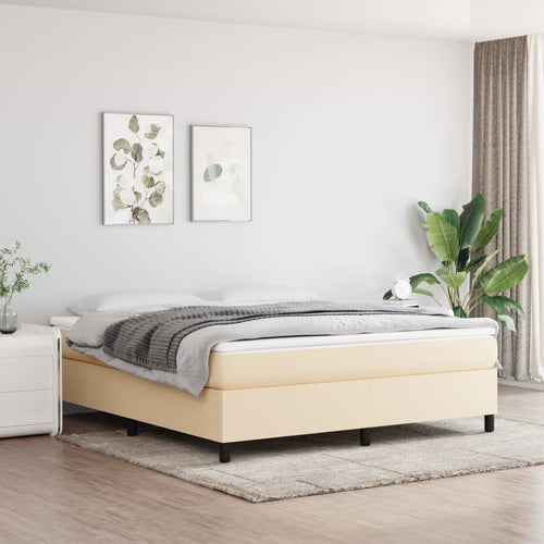 Letto Matrimoniale (con Materasso) Crema 160x200 cm in Tessuto