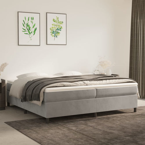 Letto Matrimoniale (con Materasso) Grigio Chiaro 200x200cm Velluto