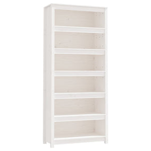 Libreria Bianca 80x35x183 cm in Legno Massello di Pino