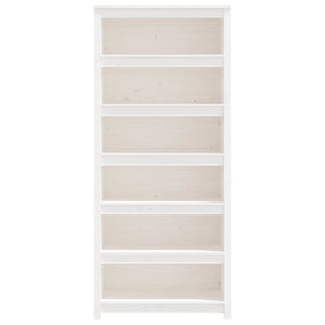 Libreria Bianca 80x35x183 cm in Legno Massello di Pino