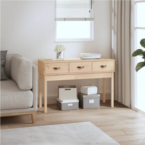 Mobiletto Consolle 3 Cassetti 114x40x75 cm in Massello di Pino