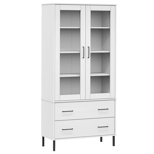 Vetrinetta Gambe Metallo Bianco 85x35x172,5cm in Massello