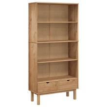 Carica l&#39;immagine nel visualizzatore di Gallery, Libreria con 2 Cassetti Marrone in Legno Massello di Pino