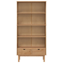 Carica l&#39;immagine nel visualizzatore di Gallery, Libreria con 2 Cassetti Marrone in Legno Massello di Pino