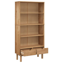 Carica l&#39;immagine nel visualizzatore di Gallery, Libreria con 2 Cassetti Marrone in Legno Massello di Pino