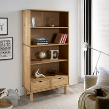Carica l&#39;immagine nel visualizzatore di Gallery, Libreria con 2 Cassetti Marrone in Legno Massello di Pino