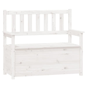 Cassapanca con Schienale Bianca 112,5x51,5x96,5 cm in Legno Massello di Pino