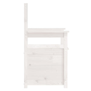 Cassapanca con Schienale Bianca 112,5x51,5x96,5 cm in Legno Massello di Pino