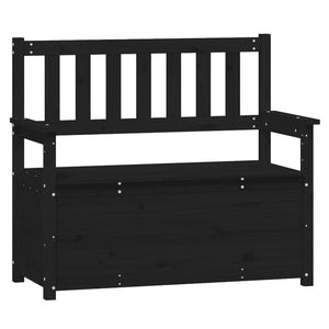 Cassapanca con Schienale Nera 112,5x51,5x96,5 cm in Legno Massello di Pino