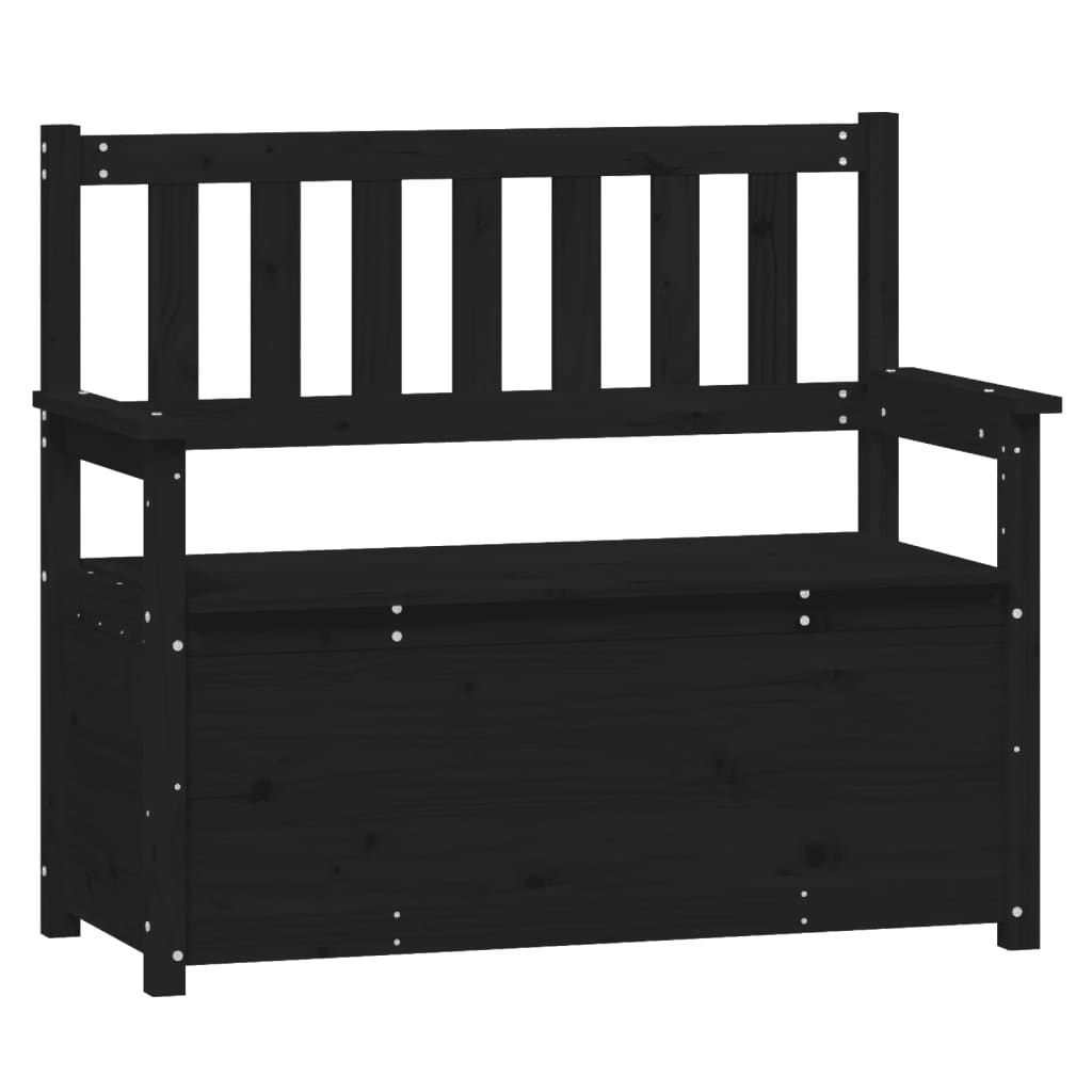 Cassapanca con Schienale Nera 112,5x51,5x96,5 cm in Legno Massello di Pino